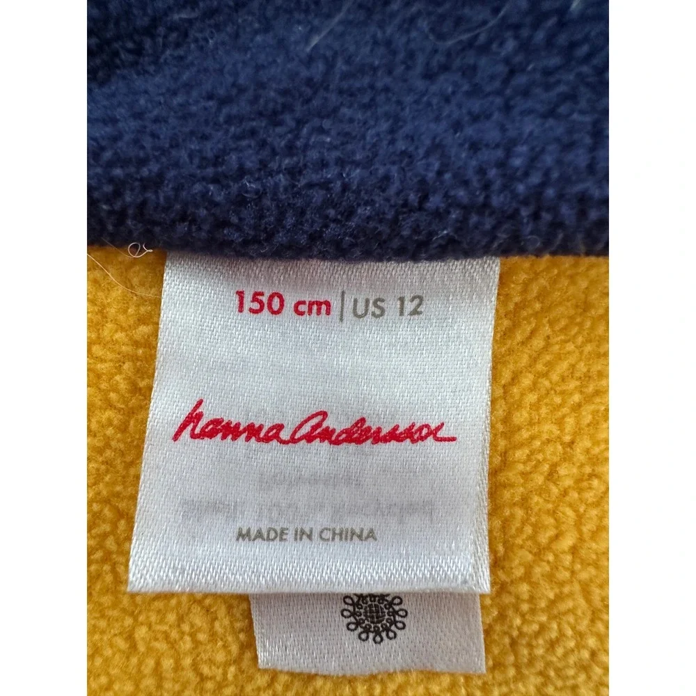 Hanna Andersson Fleece Pullover Jacket Kids Multicolor Colorblock Snap Neck 12